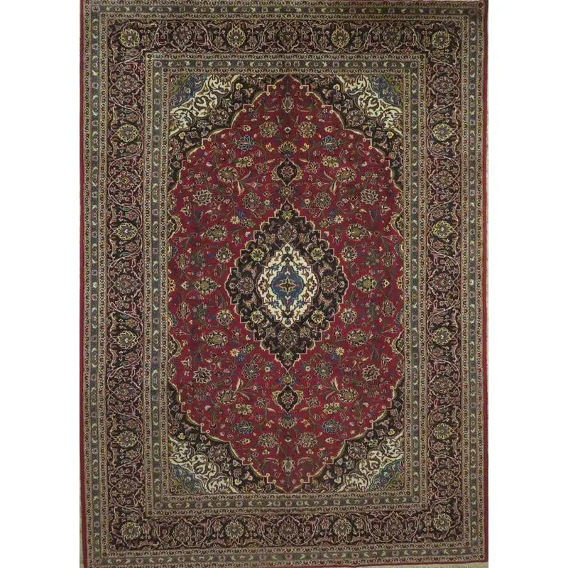 One Of The Kind Hand-Knotted Persian Wool Rug _ Luxurious Vintage Design, 9'3" x 7'5", Artisan Crafted